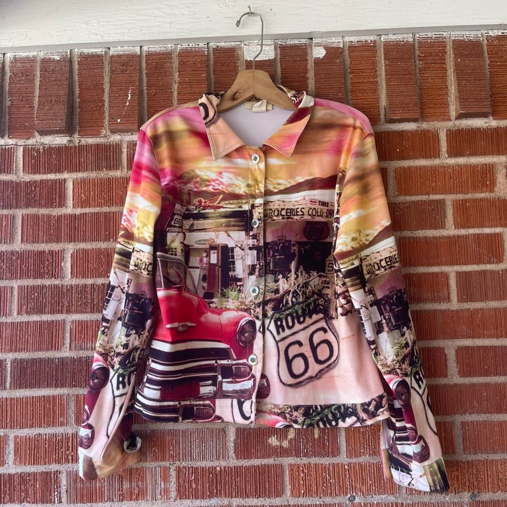 90s made in USA Route 66 printed jacket